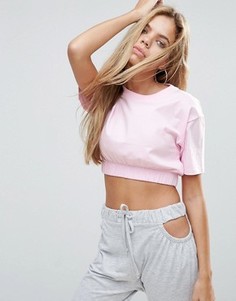 Укороченная футболка с присборенным краем ASOS - Розовый