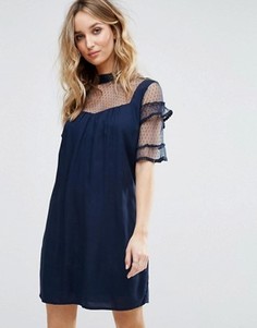 Свободное платье с оборками на рукавах Vila - Мульти