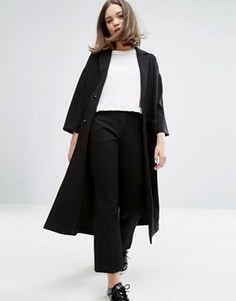 Длинное пальто с укороченными рукавами Monki - Черный