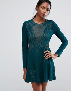 BCBGMAXAZRIA Panelled Mini Dress - Зеленый