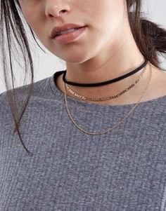 Ожерелье-чокер с цепочками ASOS - Золотой