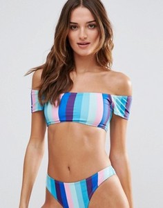 Бикини-топ в полоску с широким вырезом Boohoo - Мульти