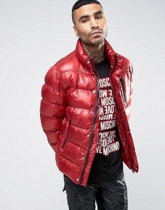 Дутая куртка с биркой сбоку Love Moschinmo - Красный