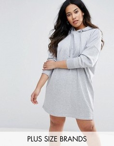 Трикотажное платье с капюшоном New Look Plus - Серый