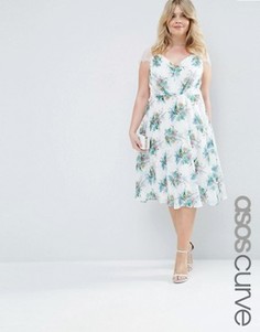Кружевное платье миди с цветочным принтом ASOS CURVE Kate - Мульти