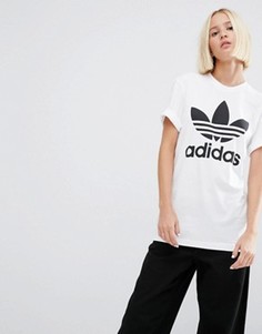 Oversize-футболка с логотипом‑трилистником adidas Originals - Белый