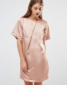 Атласное цельнокройное платье Boohoo - Золотой