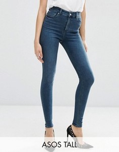 Синие джинсы скинни с завышенной талией ASOS TALL Ridley - Синий