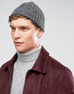 Темно-серая шапка-бини из овечьей шерсти ASOS - Серый