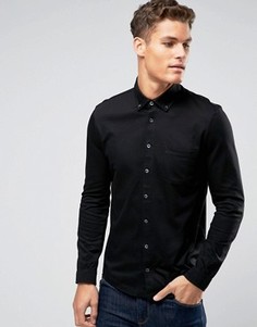 Футболка-поло из пике с длинными рукавами Burton Menswear - Черный