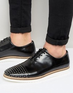Кожаные туфли на шнуровке с заклепками на носке ASOS - Черный