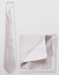 Комплект из галстука и платка для нагрудного кармана ASOS - Серый