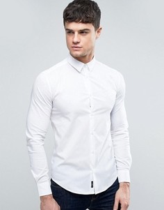 Белая узкая рубашка с однотонным логотипом Armani Jeans - Белый