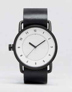 Черные часы с кожаным ремешком и белым циферблатом TID No 1 - Черный