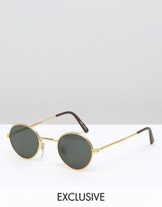 Черные круглые солнцезащитные очки в стиле ретро Reclaimed Vintage - Черный
