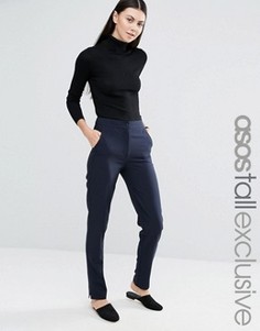 Узкие брюки с завышенной талией ASOS TALL - Темно-синий