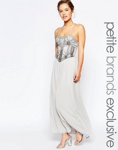 Платье-бандо макси с отделкой на лифе Maya Petite - Серый