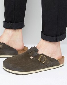 Замшевые сабо Birkenstocks Boston - Коричневый