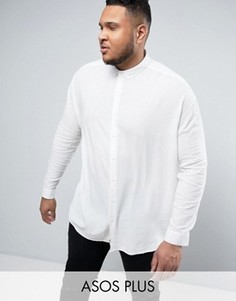 Белая oversize-рубашка с добавлением вискозы ASOS PLUS - Белый