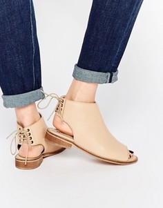 Кожаные ботильоны на шнуровке ASOS ANNABELLE - Бежевый