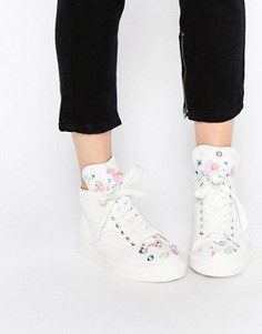 Белые высокие кроссовки с 3D‑цветами и пайетками Minna Parikka Bumble - Белый