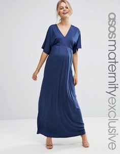 Платье-кимоно макси для беременных ASOS Maternity - Темно-синий