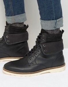 Черные кожаные ботинки со шнуровкой ASOS - Черный