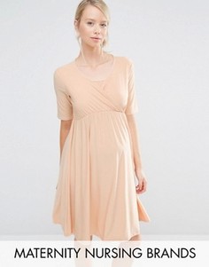 Платье для беременных и кормящих мам с запахом Bluebelle Maternity - Бежевый