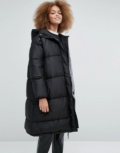 Дутая куртка с капюшоном эксклюзивно для Monki - Серый