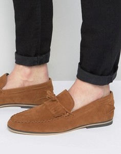 ASOS Tassel Loafers In Tan Faux Suede With Fringe - Рыжий