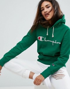 Champion Oversized Boyfriend Hoodie With Script Logo - Зеленый