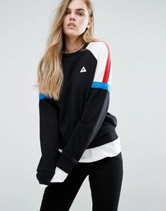 Свитшот бойфренда со вставками в стиле колор блок Le Coq Sportif - Черный