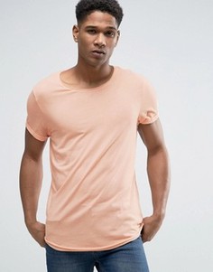 Длинная футболка с необработанным асимметричным краем Esprit - Оранжевый