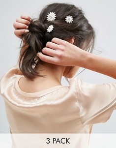 3 заколки для волос с искусственным жемчугом ASOS - Кремовый