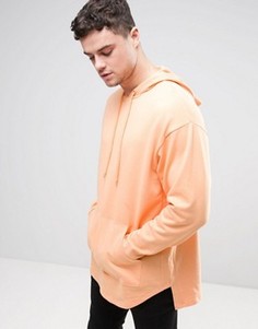 Супердлинный oversize-худи со ступенчатой кромкой ASOS - Оранжевый