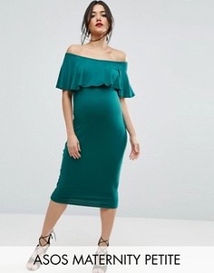 Платье-футляр миди с оборкой ASOS Maternity PETITE - Зеленый