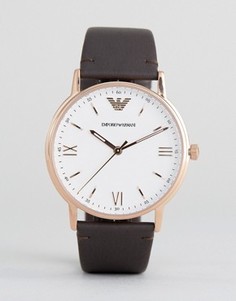 Часы с коричневым кожаным ремешком Emporio Armani AR11012 - Коричневый