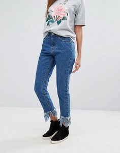 Missguided Riot High Waisted Fray Hem Jean - Синий