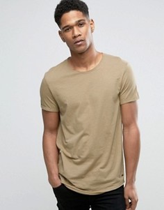 Футболка с круглым вырезом и необработанными кромками Esprit - Бежевый