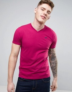 Hollister Must Have Logo T-Shirt V Neck Slim Fit in Red - Красный