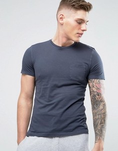 Темно-синяя обтягивающая узкая футболка с карманом Abercrombie &amp; Fitch - Темно-синий
