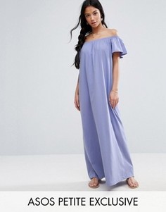 Платье макси с открытыми плечами ASOS PETITE - Фиолетовый