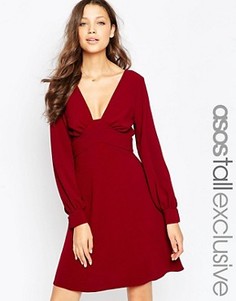 Платье мини в стиле 70‑х с длинными рукавами ASOS TALL - Черный