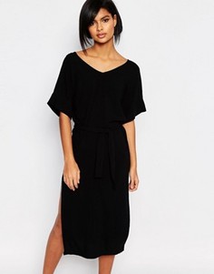 Платье с поясом и разрезами по бокам Vero Moda - Черный