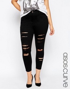 Рваные укороченные джинсы скинни ASOS CURVE Ridley - Черный