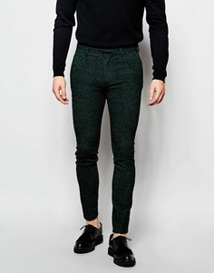 Зеленые суперузкие брюки с шевронным узором ASOS - Зеленый