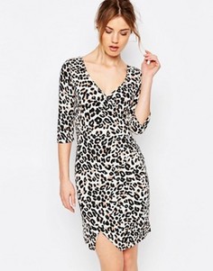 Платье с леопардовым принтом и рукавами 3/4 Uttam Boutique - Коричневый
