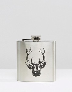 Плоская фляжка Stag - Серебряный Gifts