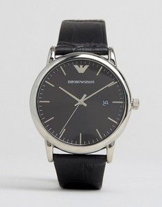 Часы с черным узким кожаным ремешком Emporio Armani AR2500 - Черный