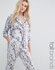 Атласная блузка в пижамном стиле с цветочным принтом Vero Moda Tall - Мульти